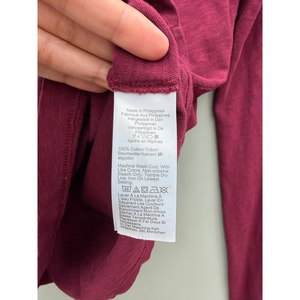 J.Crew Artist Tee XS Burgundy Long Sleeve 100% Cotton Scoop Neck - Picture 4 of 5